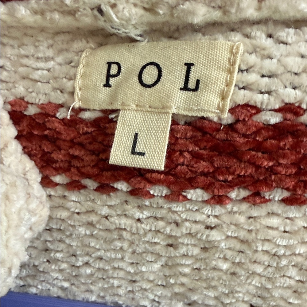 POL Striped Maroon and Gray Hooded Poncho - Picture 3 of 4